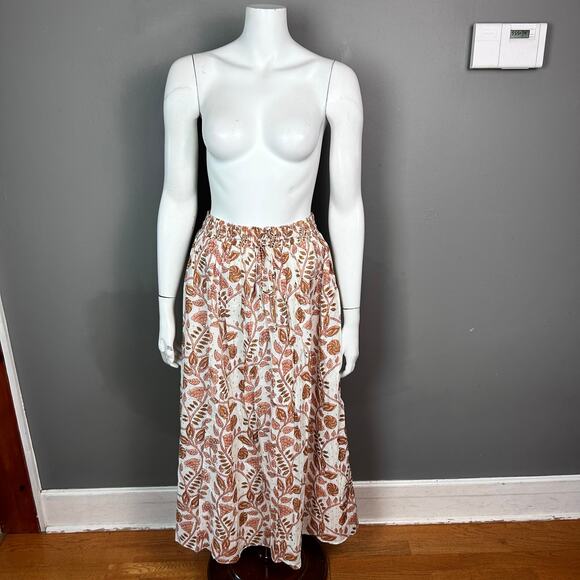 Tuckernuck Marea maxi skirt small NWT Floral India block print cotton pink boho - Picture 2 of 10
